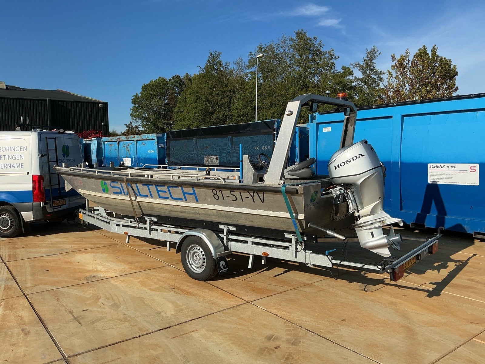 Aluminium werkboot 6 meter | Honda 60 PK | Trailer, Ophalen, 60 pk, Gebruikt, Aluminium