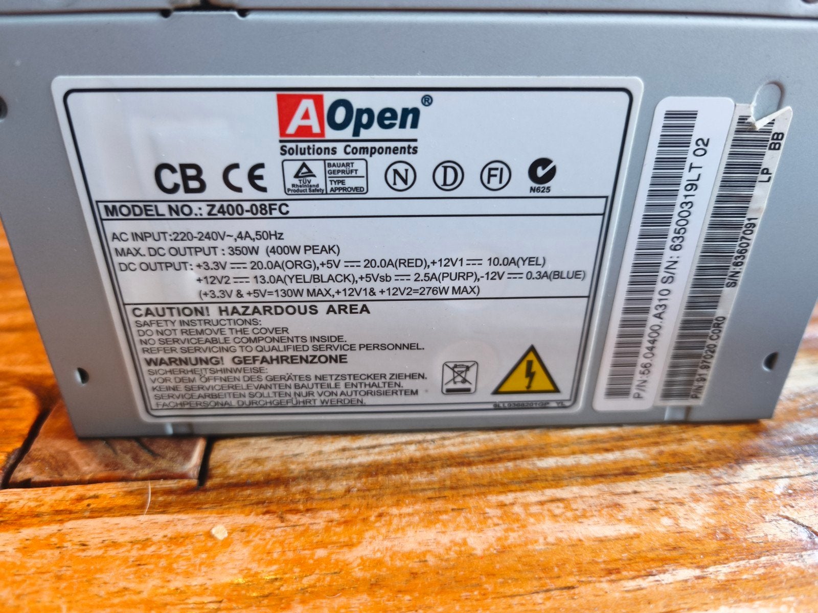 AOpen Z400-08FC Computer Voeding - 350W/400W Peak, Ophalen of Verzenden