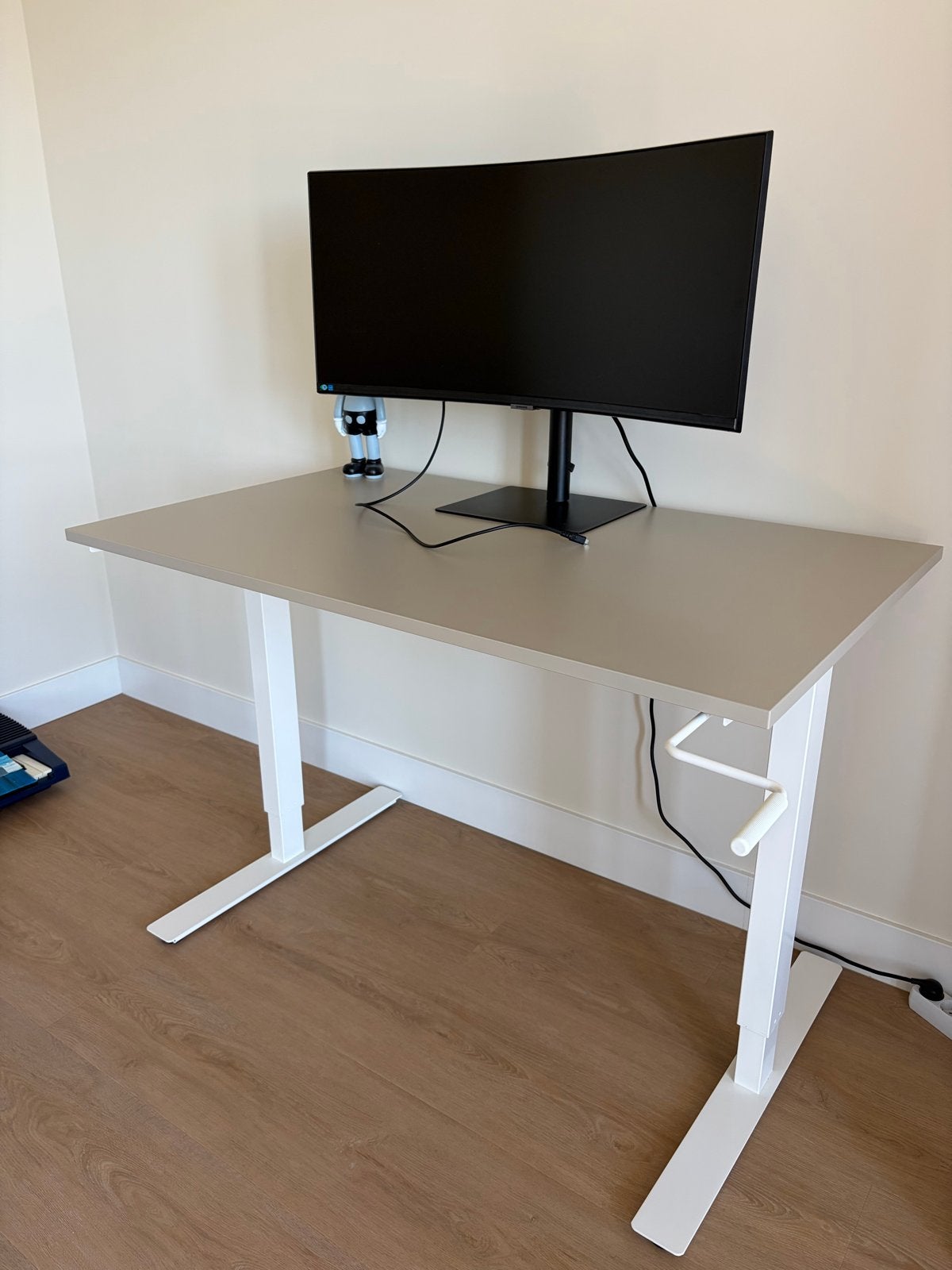 Zit-sta bureau - Grijs/Wit - Handmatig verstelbaar, Zit-sta bureau, Metaal, In hoogte verstelbaar, Ophalen of Verzenden