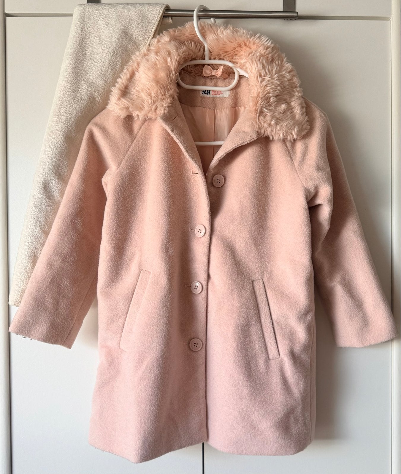 GRATIS Roze H&M jas met bontkraag voor meisjes, Ophalen, Gebruikt, Meisje