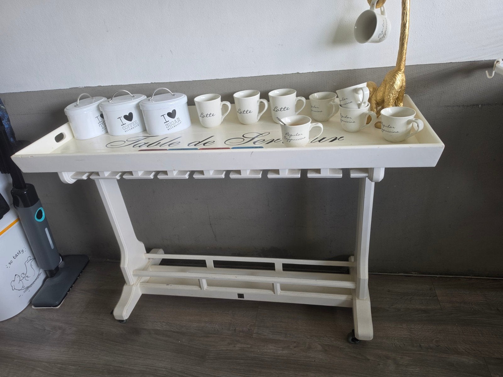 Witte serveerwagen, Ophalen, Gebruikt, Hout, Keukentrolley