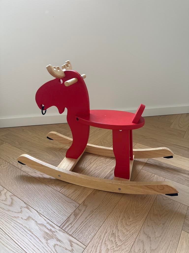 IKEA Houten schommelspeelgoed eland rood, Ophalen, Zo goed als nieuw, Jongen of Meisje