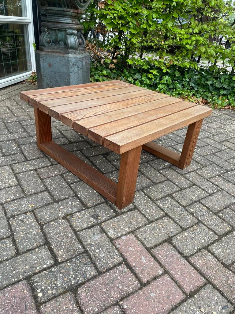 Grenen salontafel/lattentafel, jaren 70, Ophalen, 100 tot 150 cm, Vintage, ?