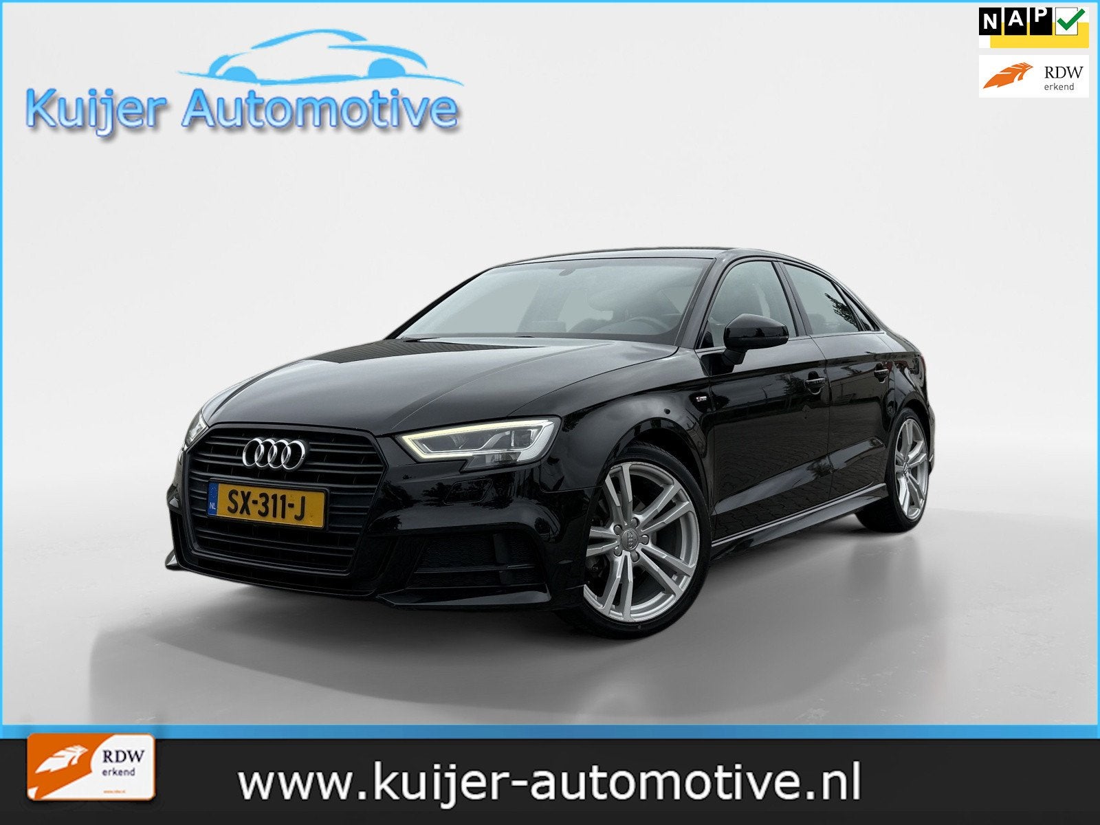 Audi A3 Limousine 1.5 TFSI CoD Sport S Line Edition Automaat, Auto's, 150 pk, Leder en Stof, Zwart, Origineel Nederlands
