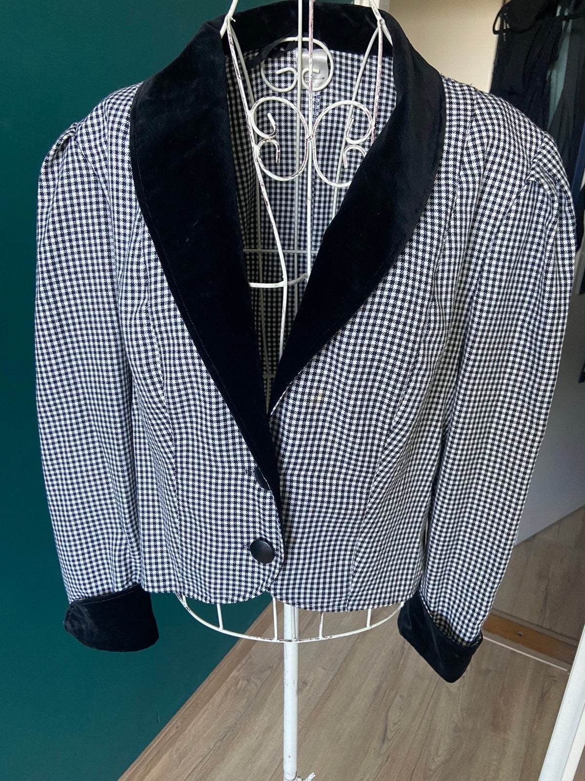 Mooi vintage pied de poule colbert zwart wit 42, Kleding | Dames, Zwart, Maat 42/44 (L), Ophalen of Verzenden, Zo goed als nieuw