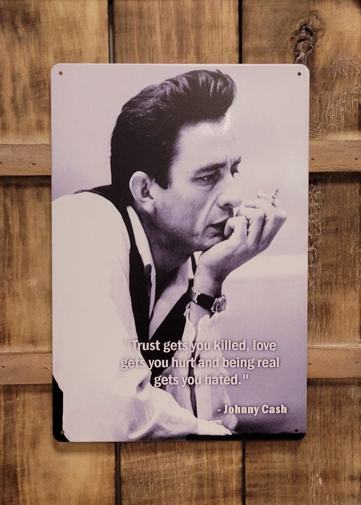 Johnny Cash tekst sigaret reclamebord van metaal wandbord, Info@deconoord.nl, Deco Noord, Nieuw, Ophalen of Verzenden