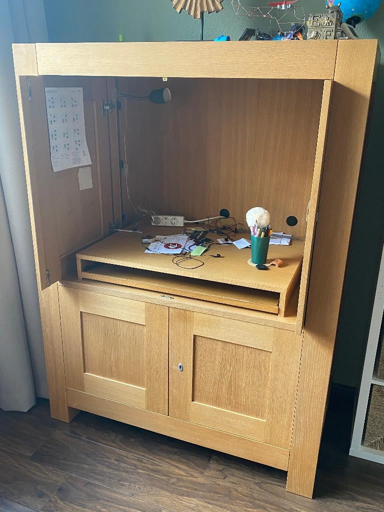 massief eiken Computerkast, Huis en Inrichting, Kasten | Computermeubels, Ophalen, Gebruikt, 70 tot 120 cm, 40 tot 80 cm