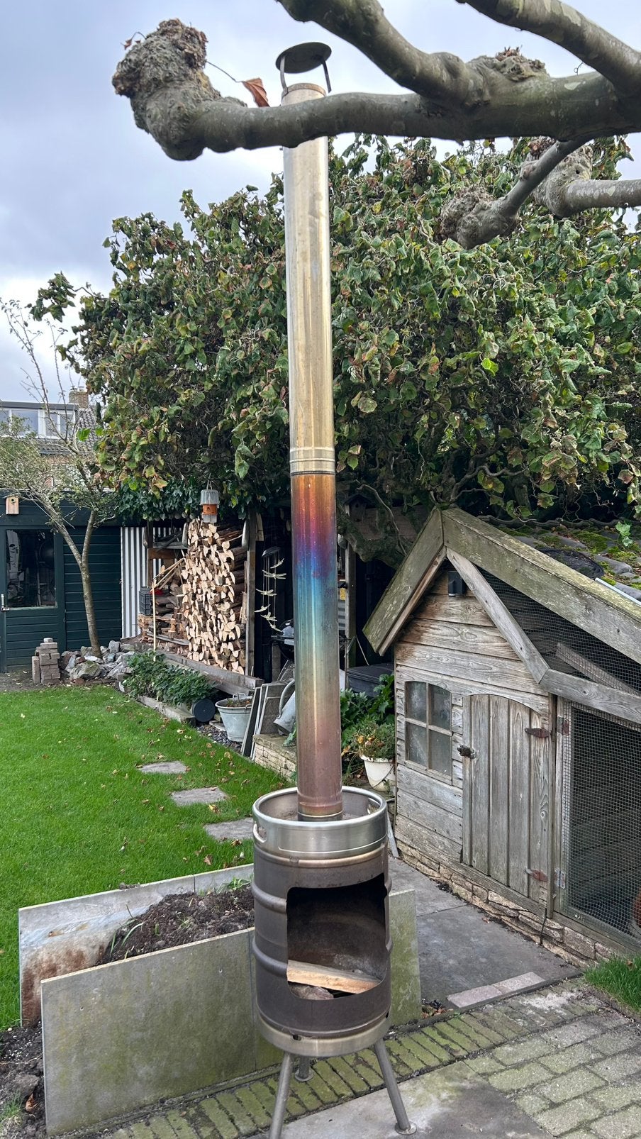 Biervat kachel biervat haard., Ophalen, Zo goed als nieuw