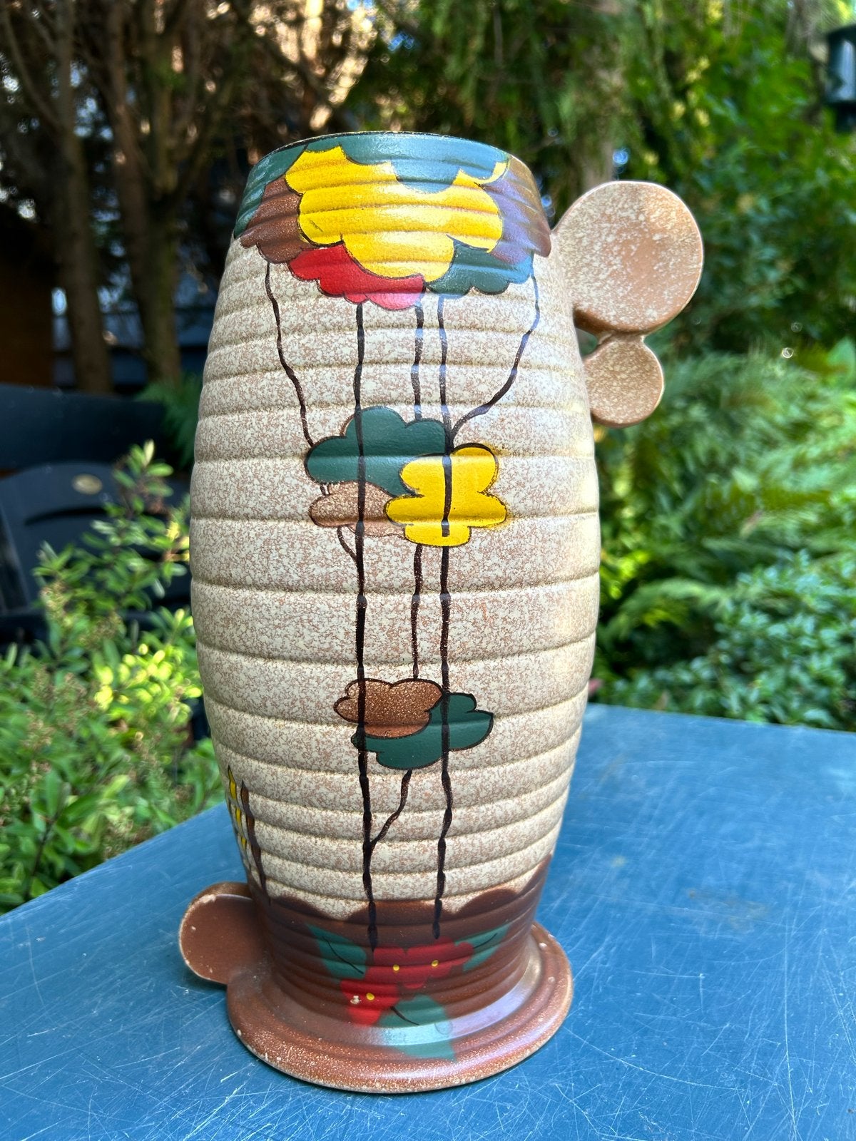 Engelse Art Deco vaas, Clarice Cliff stijl, 30 cm hoog, Antiek en Kunst, Ophalen of Verzenden
