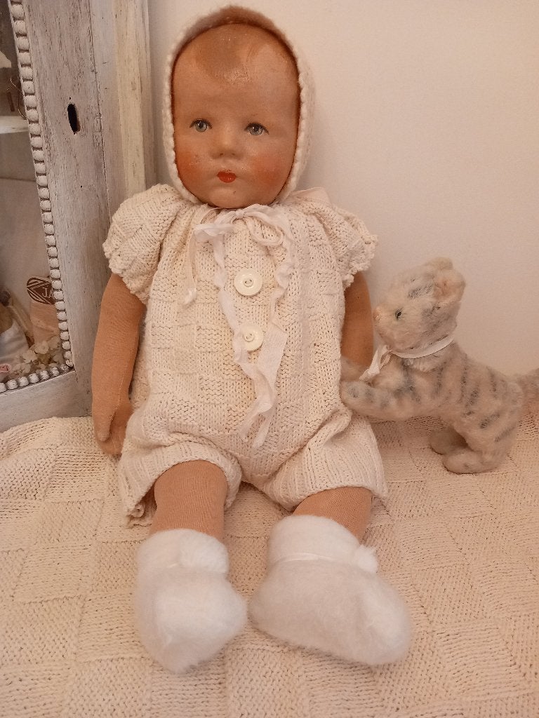 Vintage poppen kleertjes 3 delig set. jaren 50., Ophalen of Verzenden, Zo goed als nieuw, Kleertjes