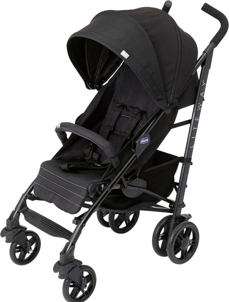 Chicco Liteway Buggy (Zwart) met voetenzak & regenhoes, Ophalen, Zo goed als nieuw, Overige merken, Verstelbare rugleuning