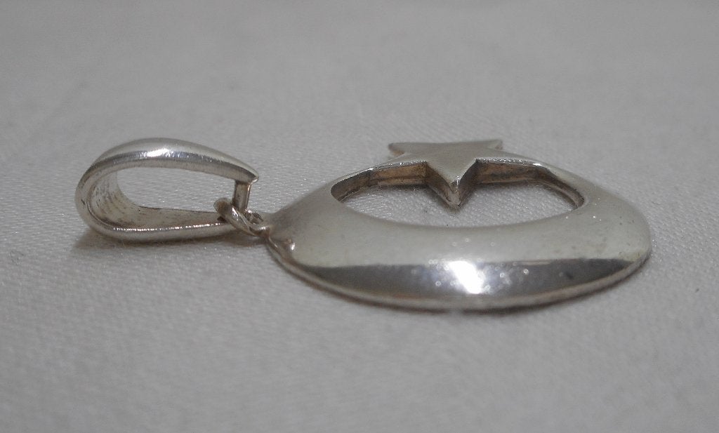 Zilveren maan ster hanger nr.1276, Verzenden, Zo goed als nieuw, Zilver, Zilver