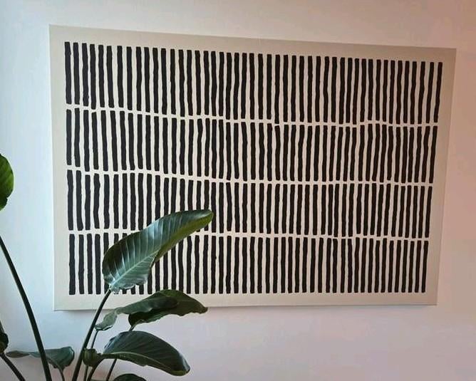 XL modern kunstwerk schilderij japandi abstract beige zwart, Ophalen, Zo goed als nieuw