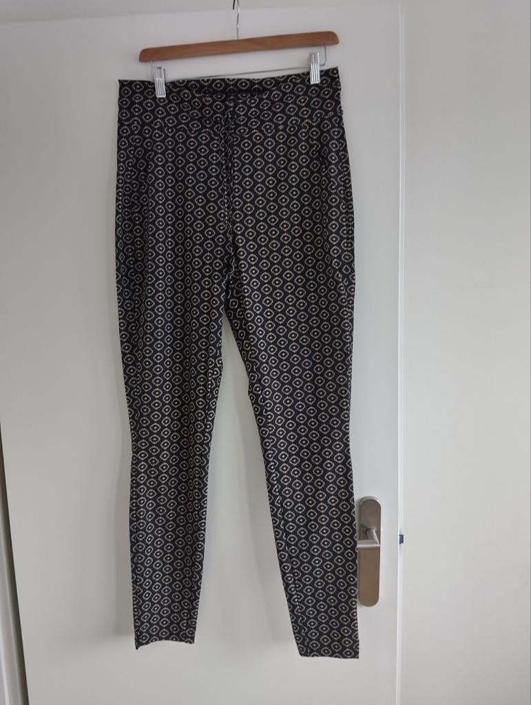 Broek Studio Anneloes zwart met taupe mt M, Ophalen of Verzenden, Zo goed als nieuw, Zwart, Lang