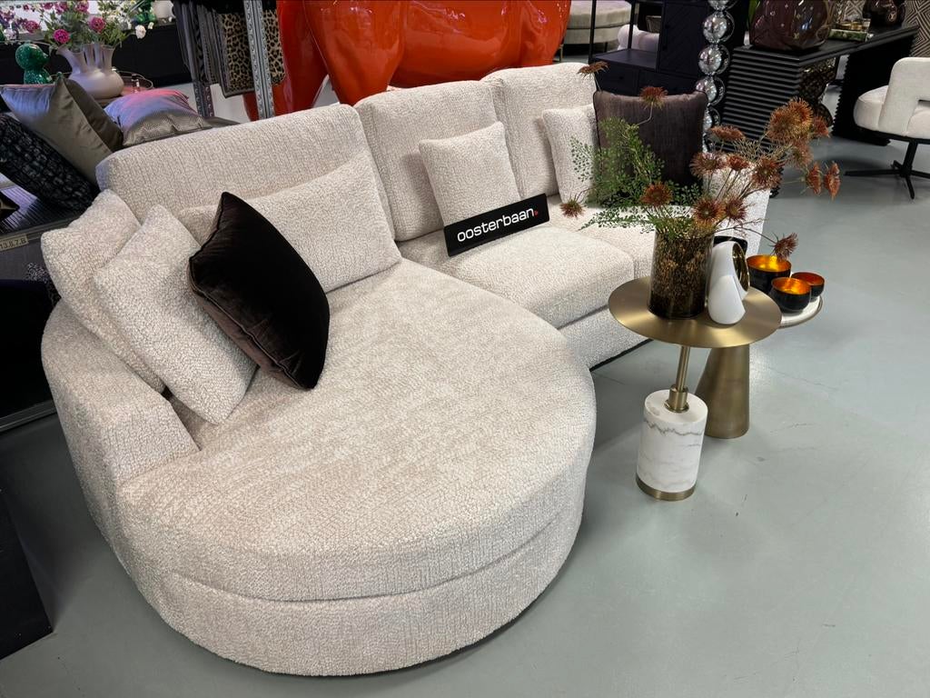 Luxe Velvet Teddy Loungebank Nepal Round 170x280cm NEW, 250 tot 300 cm, Info@oosterbaanwonen.nl, Hoekbank, Nieuw