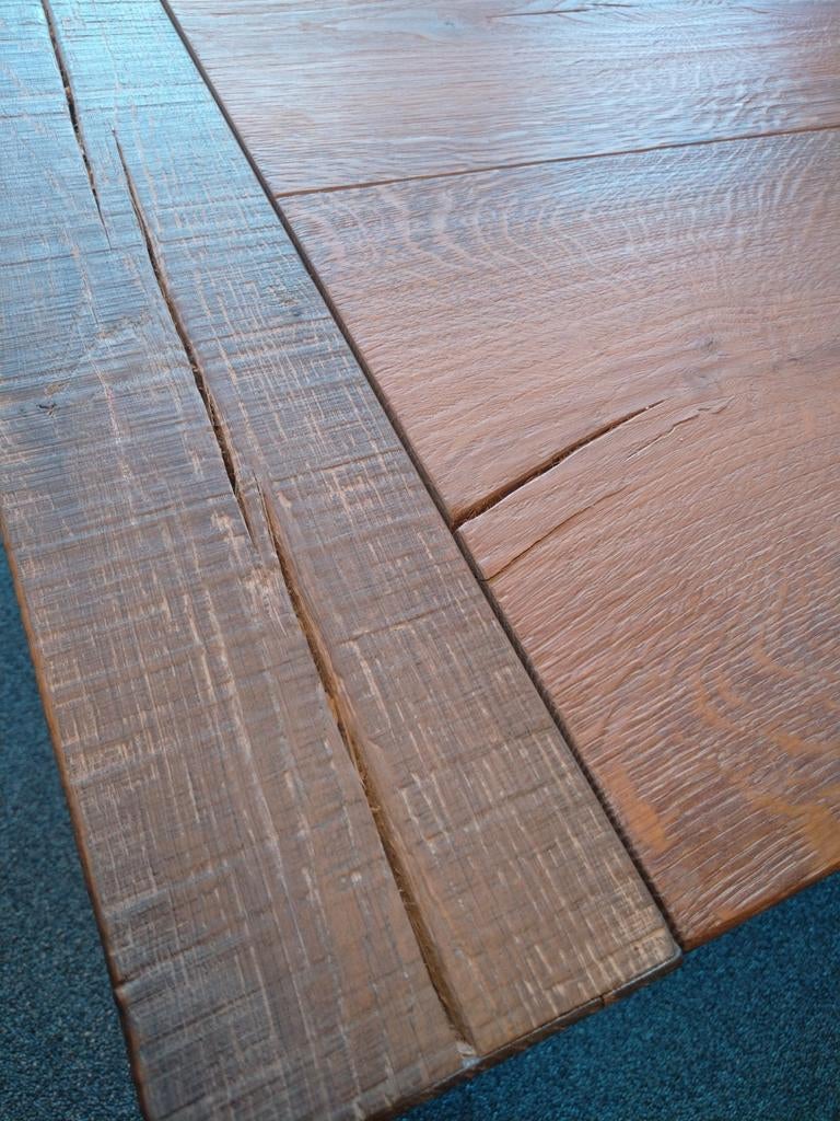 Massief eiken eetkamer tafel gerookt, Ophalen of Verzenden, Nieuw