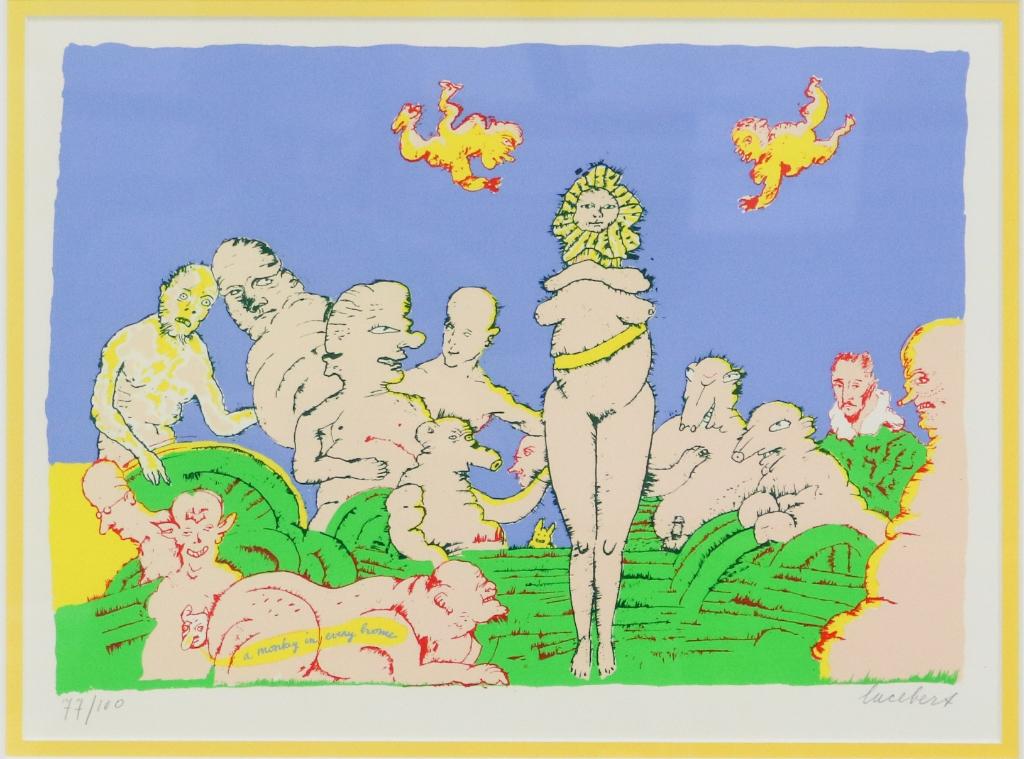 Lucebert L J Swaanswijk (1924)Zeefdruk "A Monkey in" Ges Gen, Ophalen of Verzenden