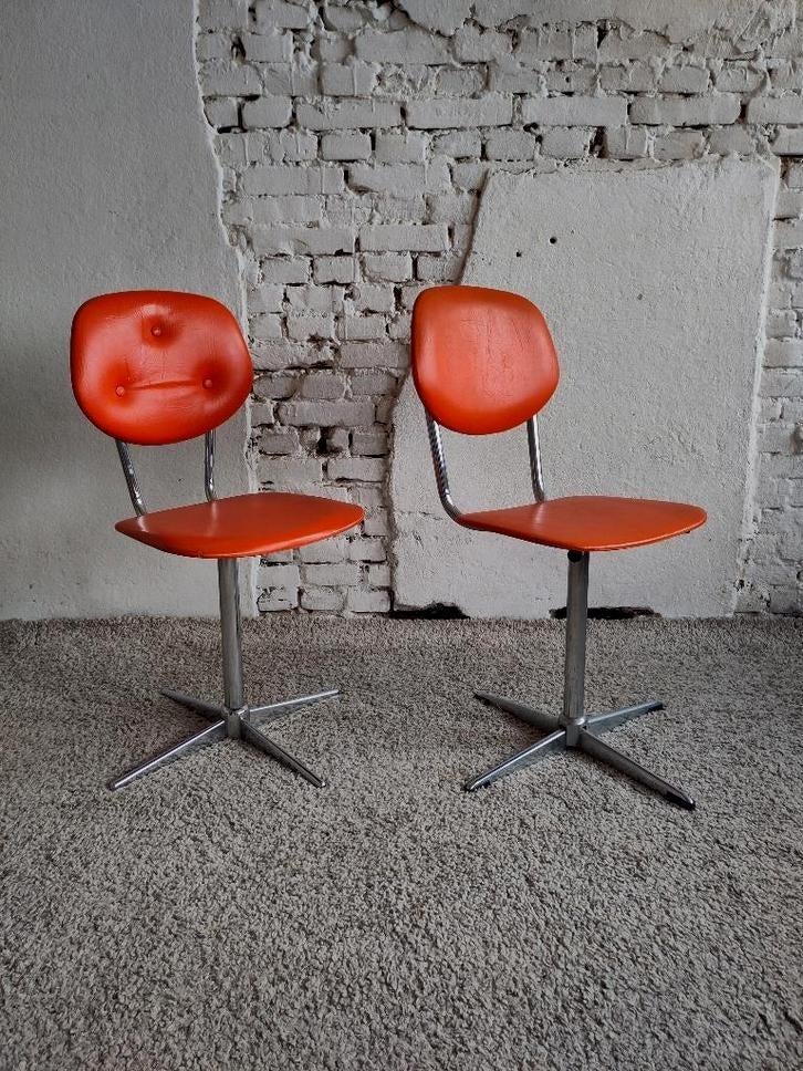 Set Metalen Space Age Buisframe Stoelen, Huis en Inrichting, Stoelen, Gebruikt, Twee, Kunststof, Metaal, Overige kleuren, Ophalen