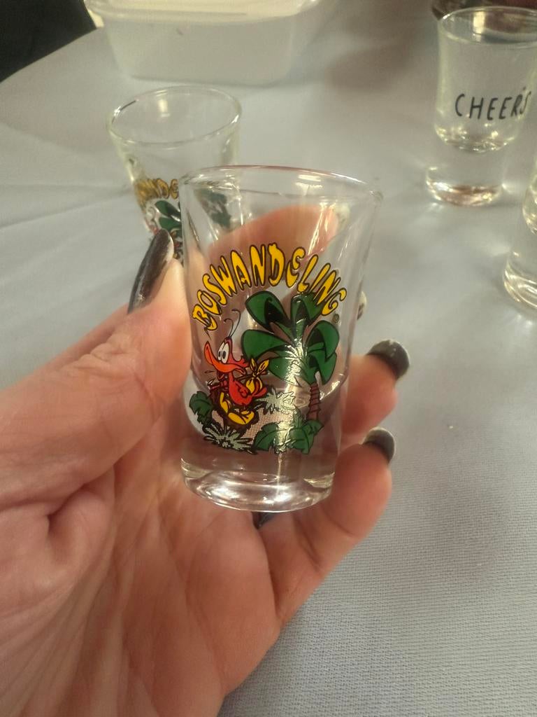 2 boswandeling shot shotjes glazen, Verzamelen, Glas en Borrelglaasjes, Ophalen, Zo goed als nieuw, Overige typen