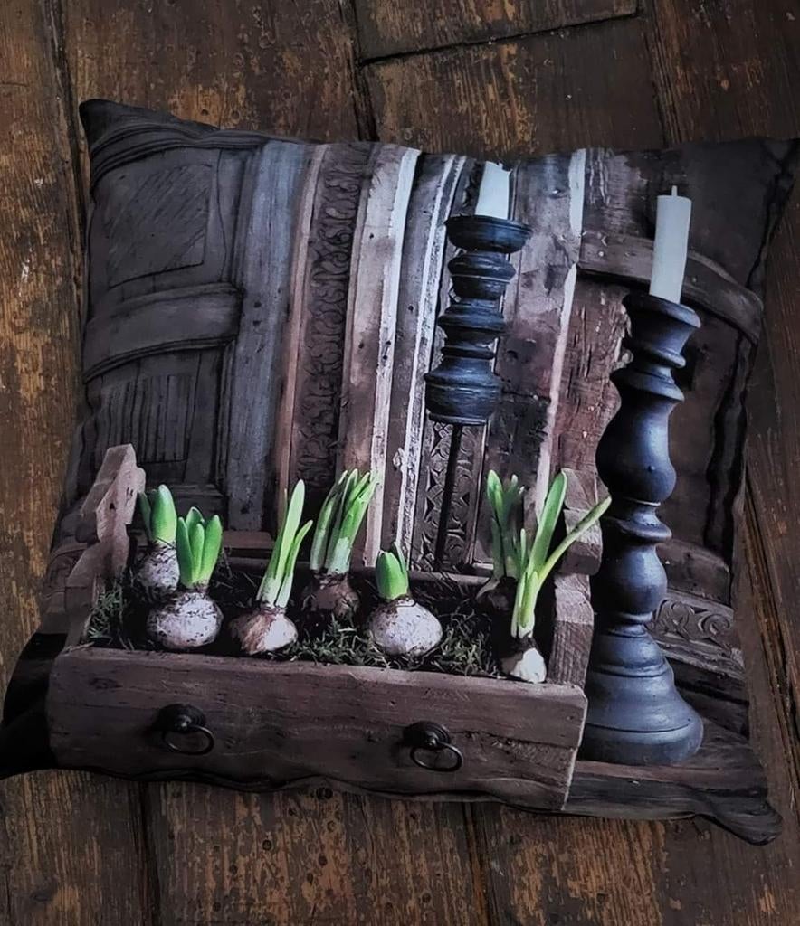 Landelijke Sober Velvet Kussen 45x45 cm, Huis en Inrichting, Woonaccessoires | Dienbladen, Nieuw, Overige materialen, Vierkant