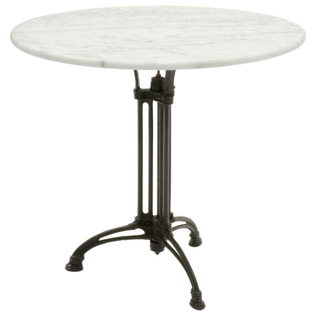 Rond gietijzeren tafel met marmer blad 80 x 74 cm tafels, Overige materialen, Bistro, 50 tot 100 cm, Rond