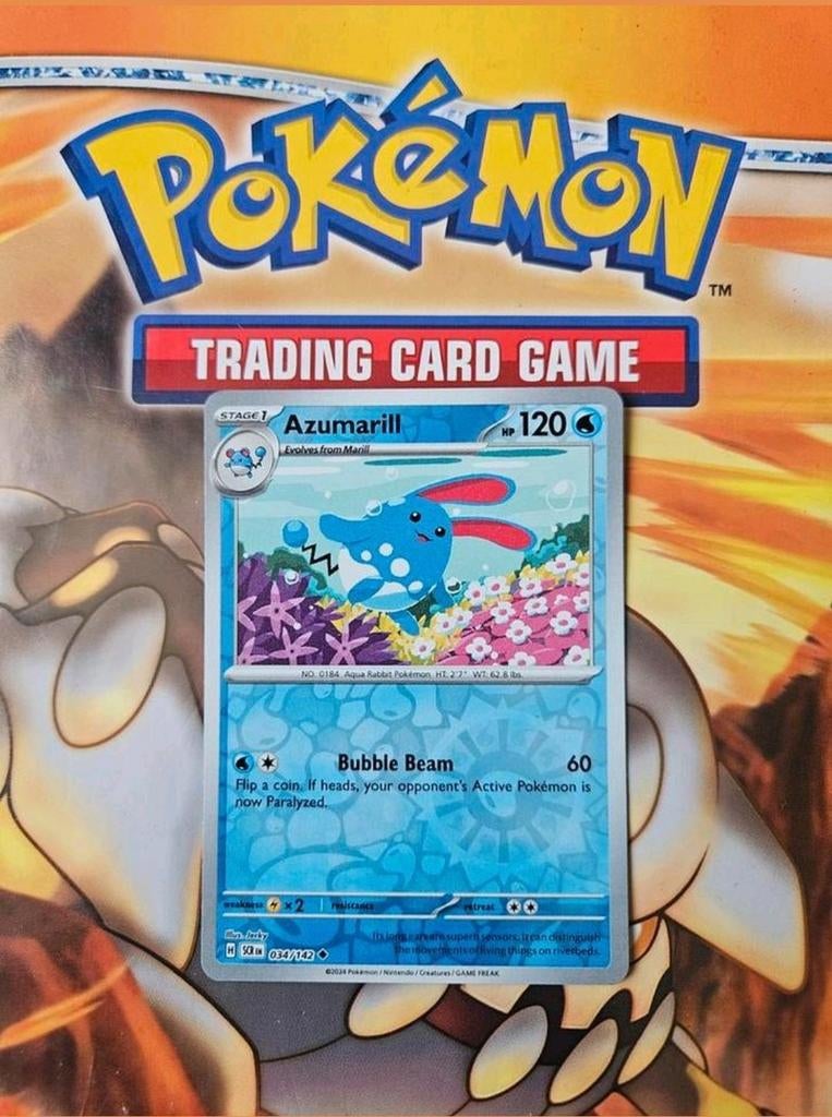 Azumarill 034/142 Stellar Crown reverse holo pokemon kaart, Ophalen of Verzenden, Zo goed als nieuw, Losse kaart, Foil