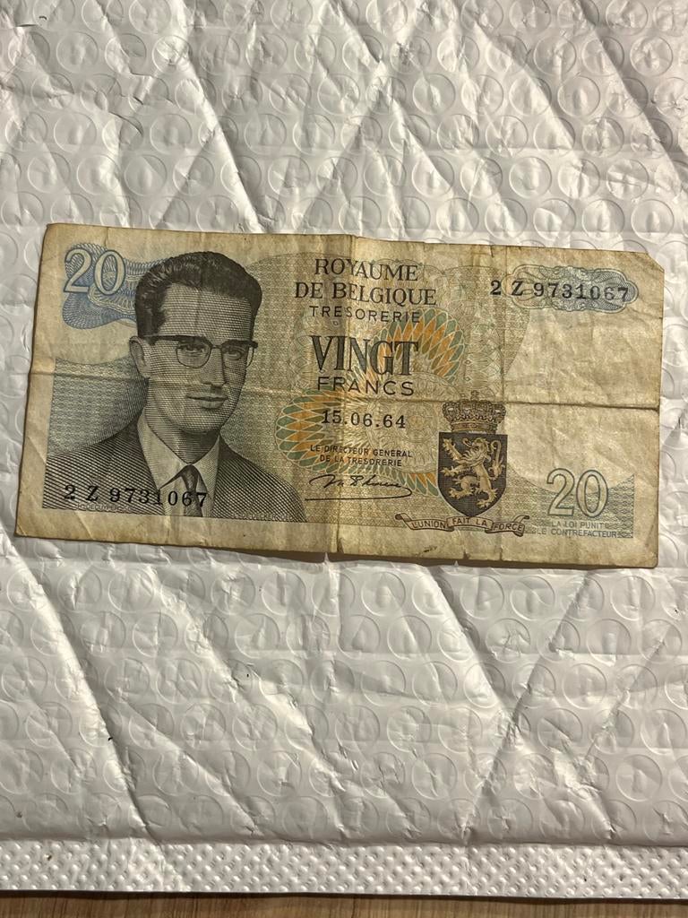Belgisch bankbiljet 20 frank 1964, Ophalen of Verzenden, Los biljet