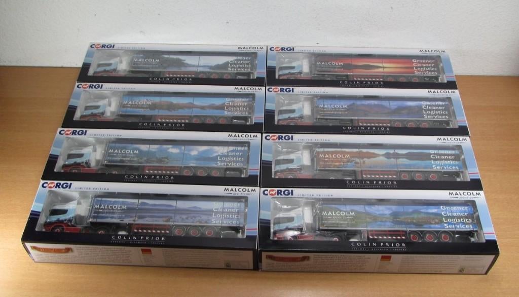 Corgi CC13799 8 pcs Scania Malcolm Logistic Colin Prior Coll, Ophalen, Nieuw, Bus of Vrachtwagen, Corgi