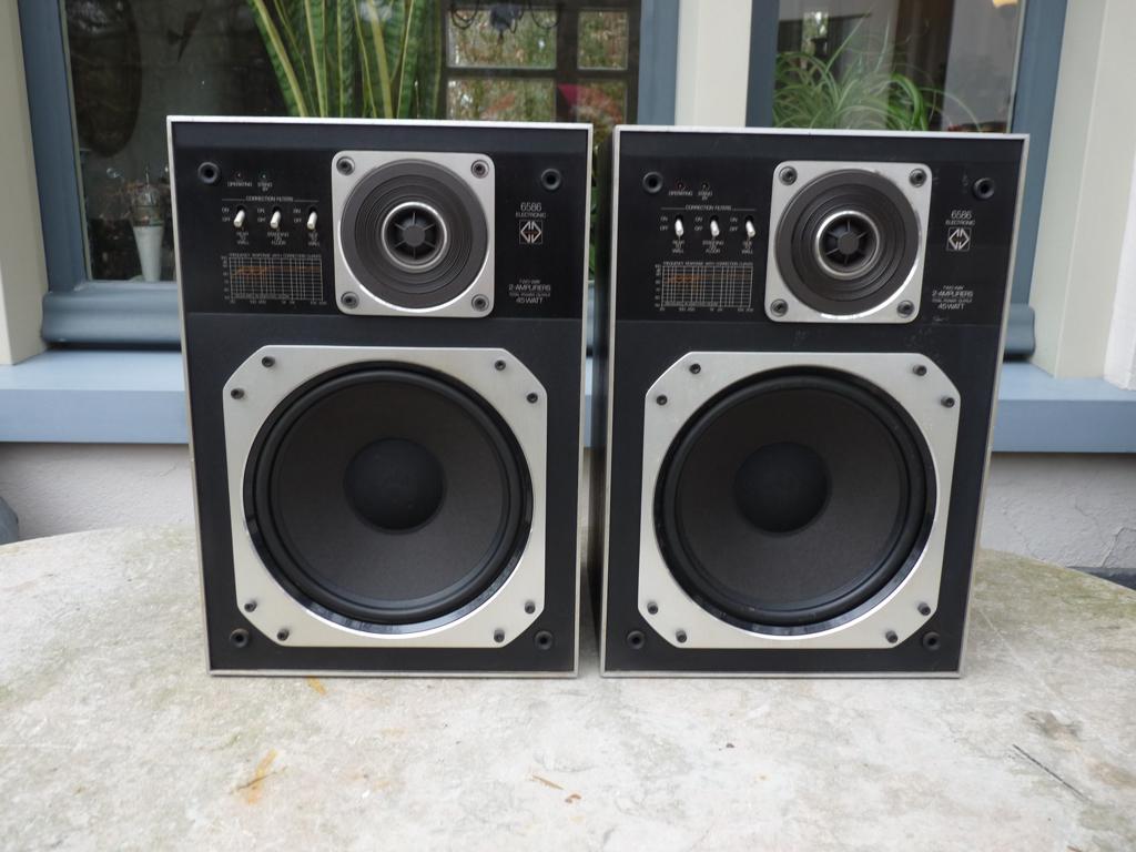 Philips MFB Motional Feedback 586 nette staat 3 mnd garantie, Audio, Tv en Foto, Luidsprekers, Refurbished, Front, Rear of Stereo speakers