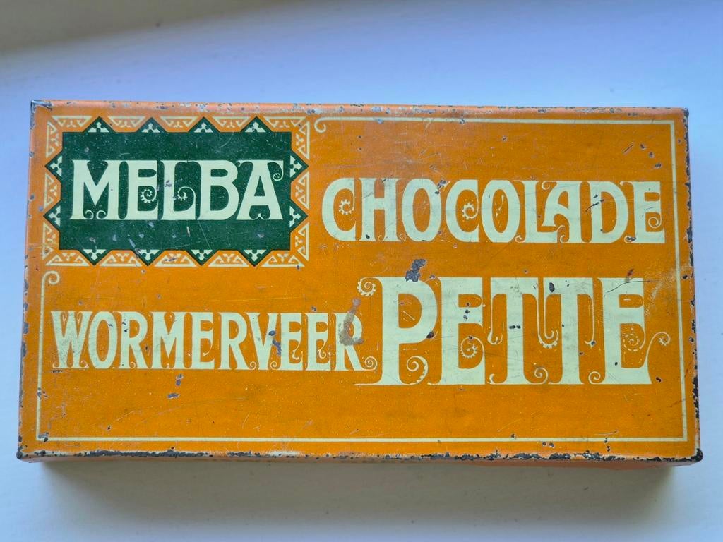 Pette Melba Chocolade Reepen blik Wormerveer, Verzamelen, Blikken, Ophalen of Verzenden, Gebruikt, Overige