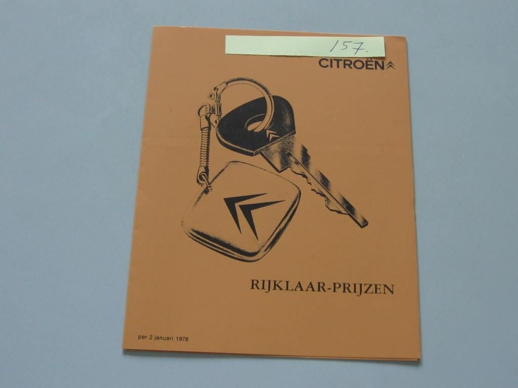 CITR 157 Citroën Rijklaars-prijzen, prijslijst 2-1-1978, Boeken, Auto's | Folders en Tijdschriften, Zo goed als nieuw, Citroën