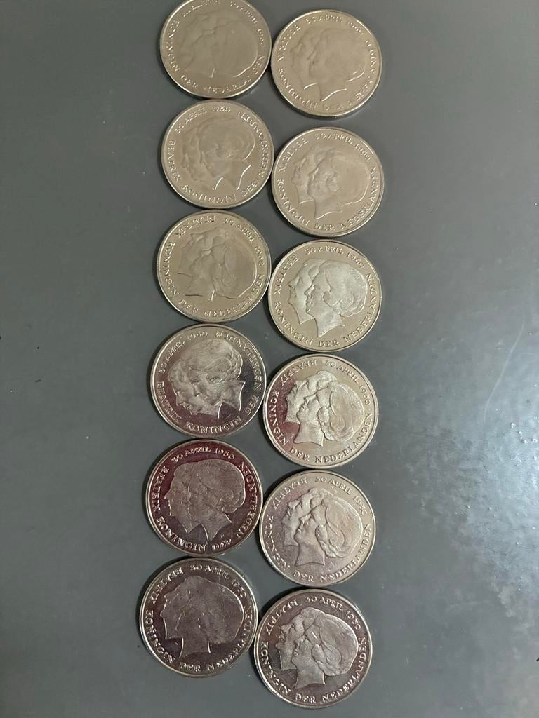 1980 Rijksdaalders dubbele kop (14x), Ophalen of Verzenden, Koningin Juliana, 2½ gulden