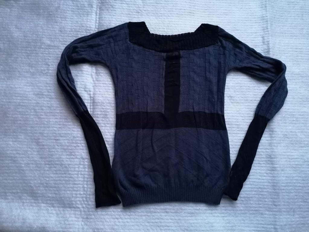 Trui, truitje, Just Cavalli, It. 40, S, blauw en zwart, zgan, Blauw, Ophalen of Verzenden, Zo goed als nieuw, Maat 36 (S)
