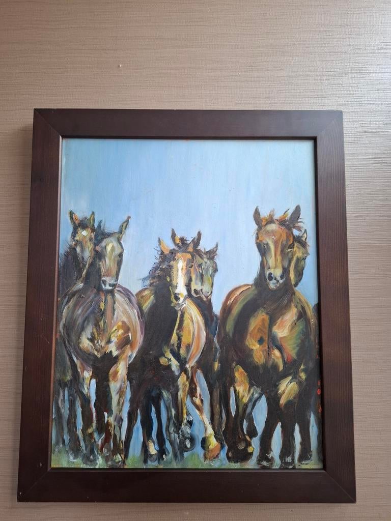 Paarden schilderij, Ophalen of Verzenden
