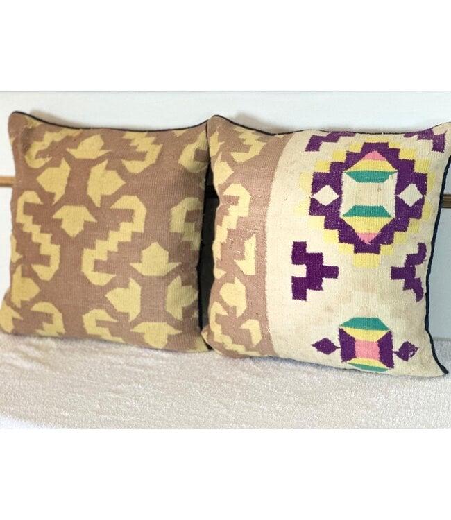 Modern Kelim Kussens 45x45 cm met Vulling, Ophalen of Verzenden, Nieuw, Beige, Vierkant