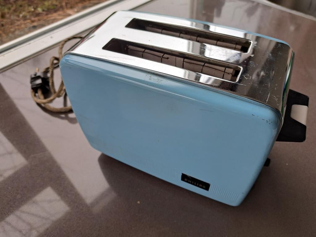 Prachtige vintage Philips broodrooster lichtblauw, Ophalen of Verzenden, Gebruikt