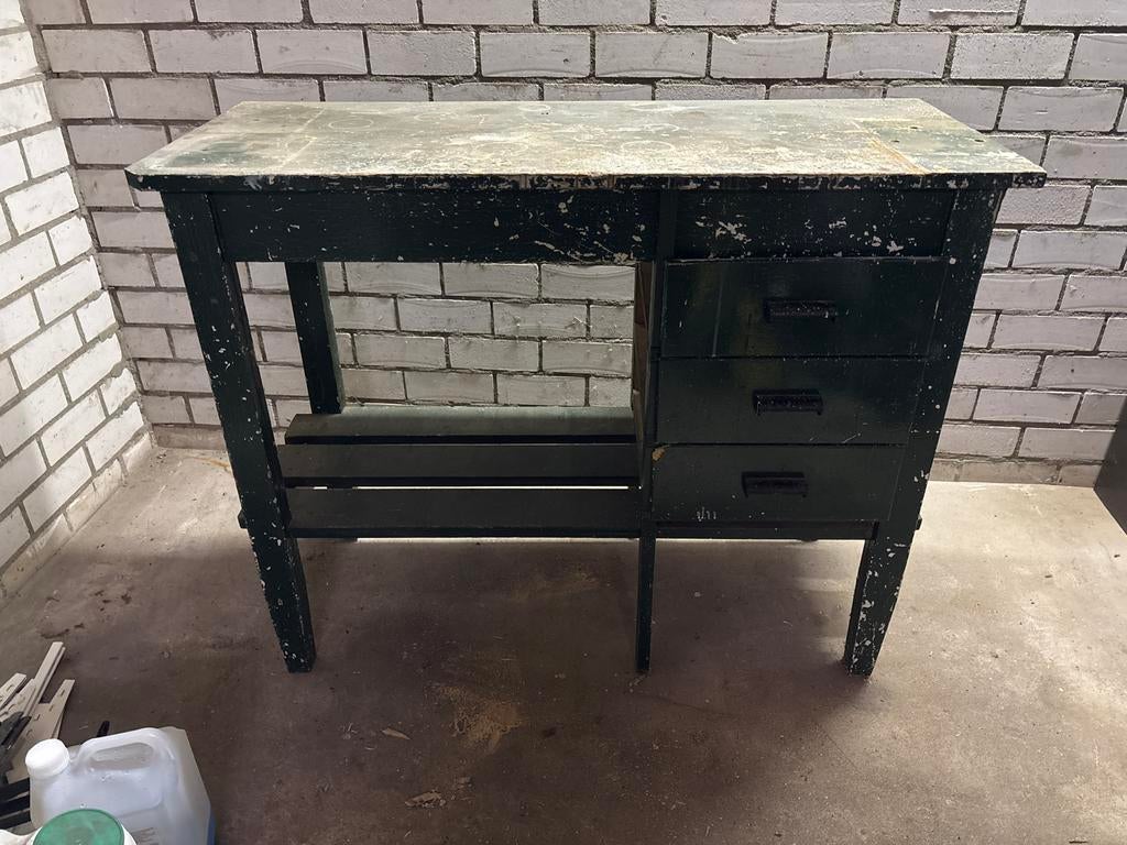 Retro Houten Werkbank met Lades, Antiek en Kunst, Curiosa en Brocante, Ophalen