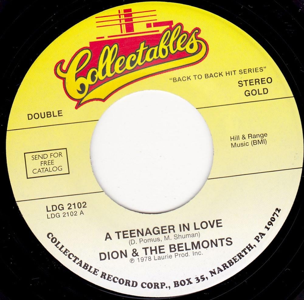 DION & THE BELMONTS - A Teenager In Love 7" 45, 7 inch, Single, Ophalen of Verzenden, Pop