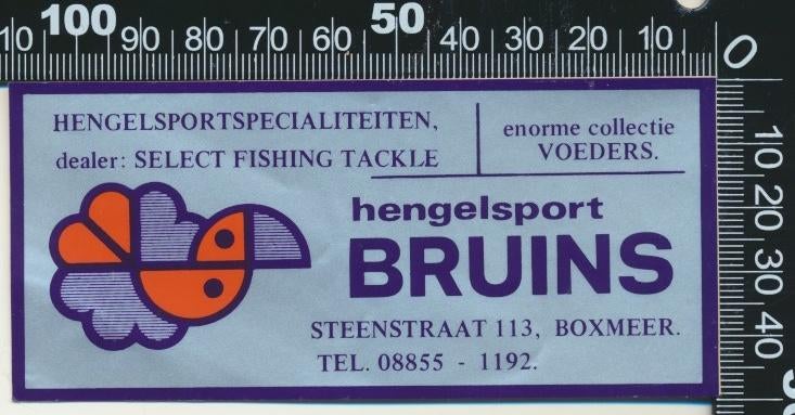 Sticker: Bruins Hengelsport - Boxmeer, Ophalen of Verzenden, Zo goed als nieuw, Bedrijf of Vereniging