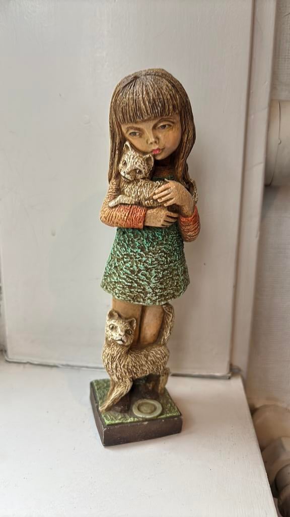 Meisje met katten - gesigneerd Gerard Linssen 1890, Ophalen of Verzenden, Zo goed als nieuw, Mens