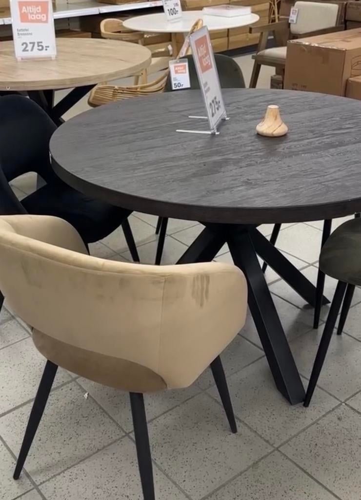 Eettafel, Huis en Inrichting, Tafels | Eettafels, Gebruikt, 100 tot 150 cm, Vier personen, Rond, Overige houtsoorten, Ophalen of Verzenden