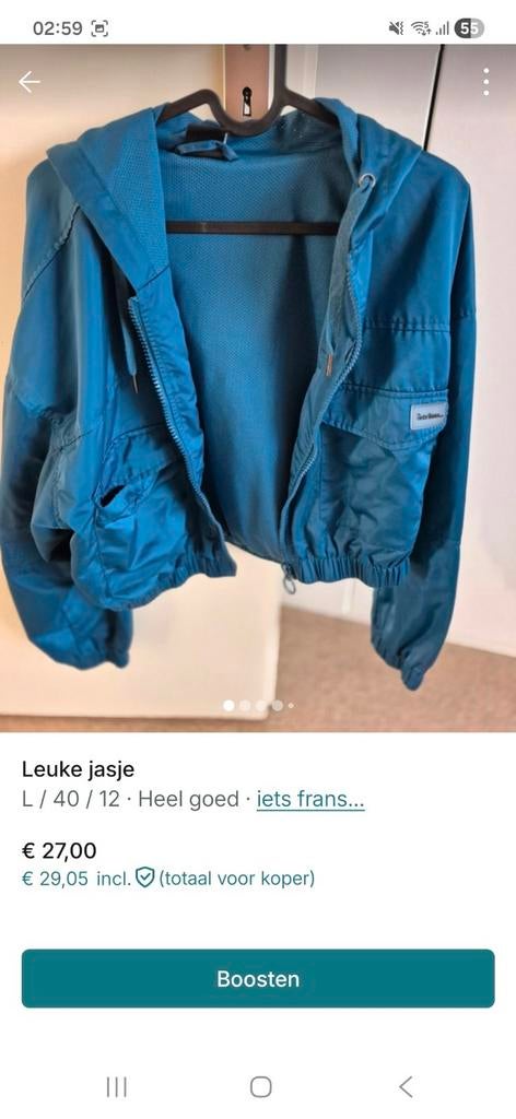 Blauwe Iets Frans... Jas - Maat l, Maat 38/40 (M), Blauw, Ophalen of Verzenden, Zo goed als nieuw