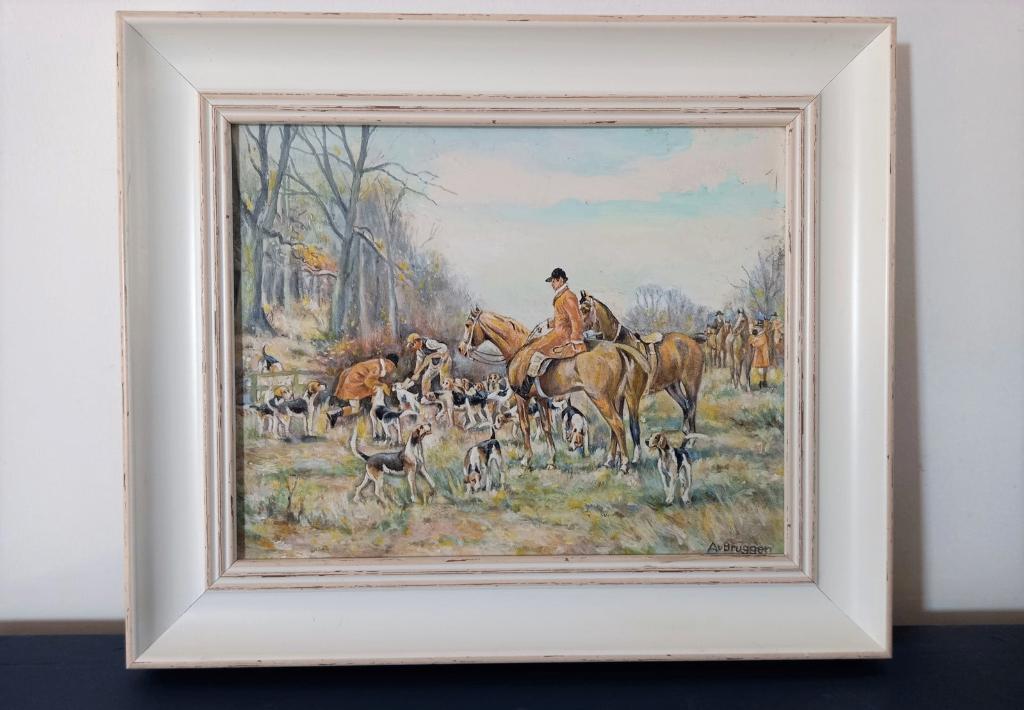 Olieverf vossenjacht, Antiek en Kunst, Kunst | Schilderijen | Klassiek, Verzenden