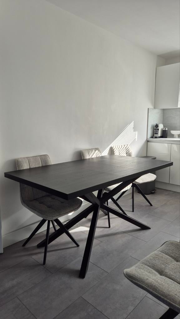 Zwarte Eettafel  (Zitmaxx) 160x90 cm. Hoogte 78 cm, Ophalen of Verzenden, Gebruikt, Rechthoekig, 50 tot 100 cm