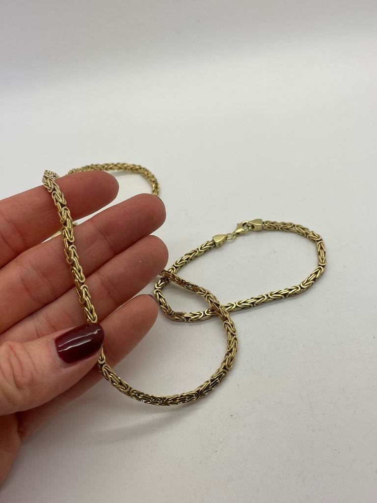 C120 Prachtige zilveren sieradenset koningsschakel goudkleur, Ophalen of Verzenden, Zilver, Overige typen, Verguld