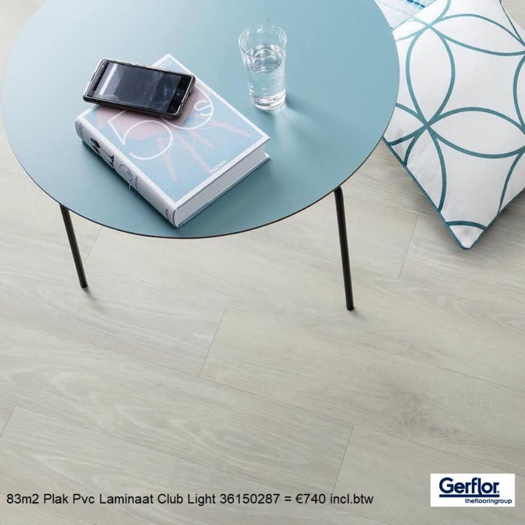 83m2 Plak Pvc Club Light Grijs 2mm dik = €740 incl.btw, 75 m² of meer, Nieuw, Ophalen of Verzenden, Laminaat