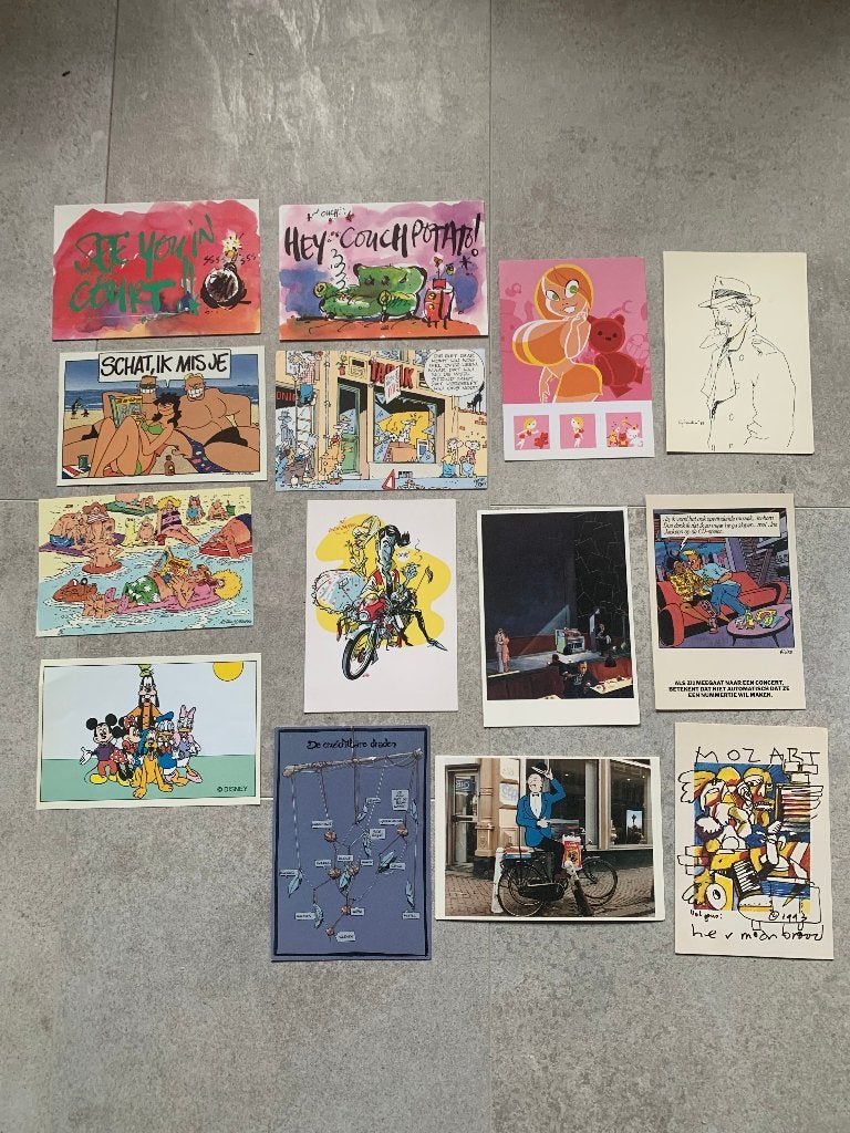 Strip kaarten variatie 14 stuks, Verzamelen, Ophalen of Verzenden, Overige figuren, Zo goed als nieuw, Plaatje, Poster of Sticker