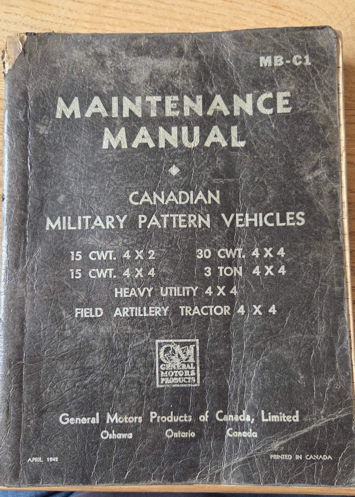 Maintenance manual CMP MB-C1 CHEVROLET, Ophalen of Verzenden, Landmacht, Overige gebieden, Boek of Tijdschrift