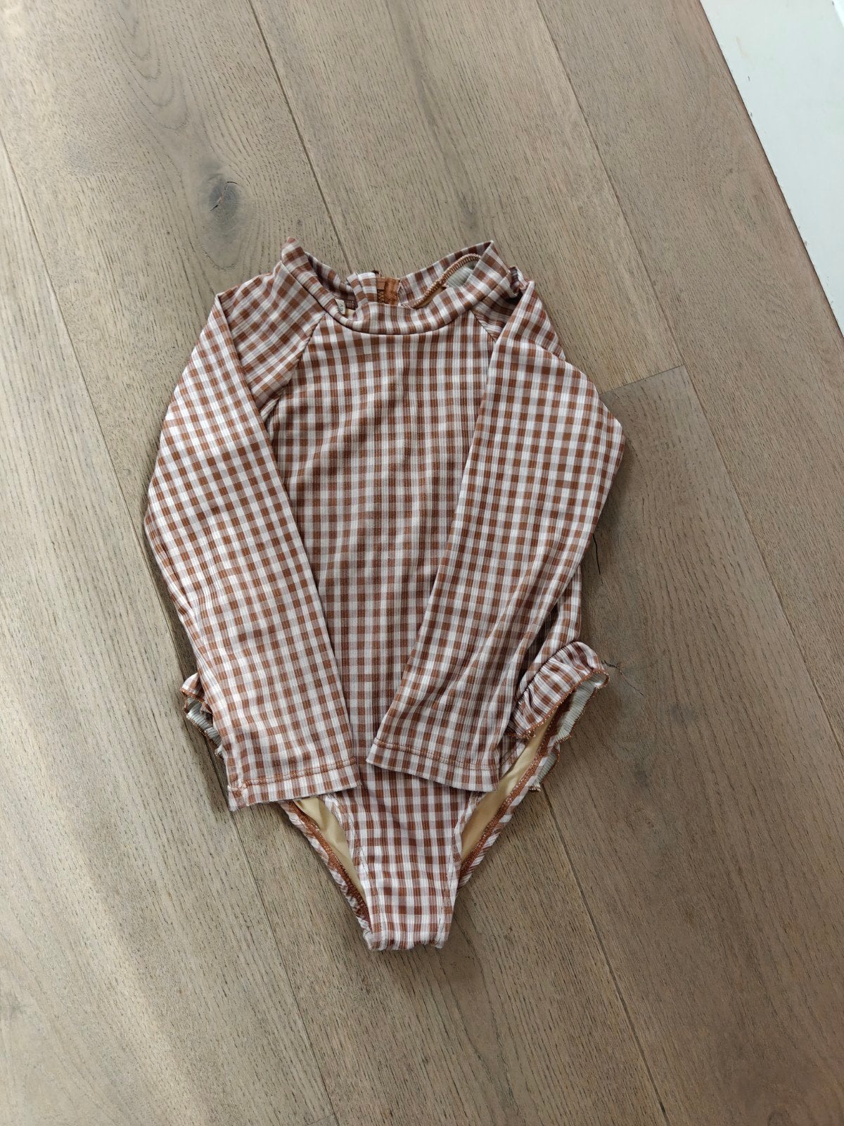 Mrs Ertha UV-zwempak geruit - maat 6Y, Kinderen en Baby's, Gebruikt, Badpak, Mrs Ertha, Overige maten