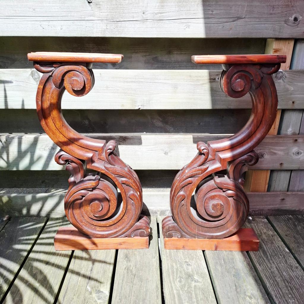 Set van 2 antieke houten console beugels, Antiek en Kunst, Ophalen